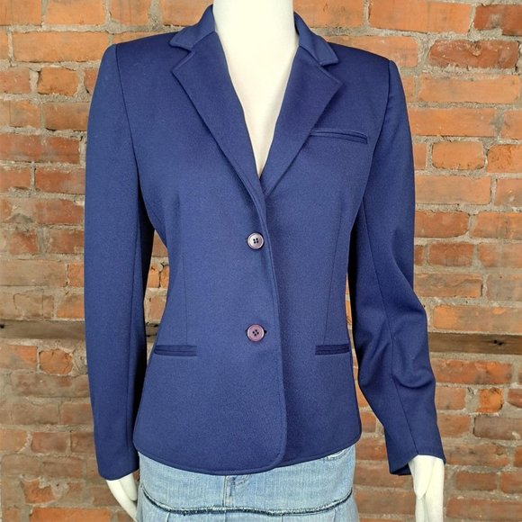 Vintage Givenchy Sport 1990s Blazer Navy Blue 2 Buttons Size 12 - Picture 1 of 8